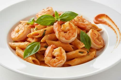 Penne aux scampis et curry rouge